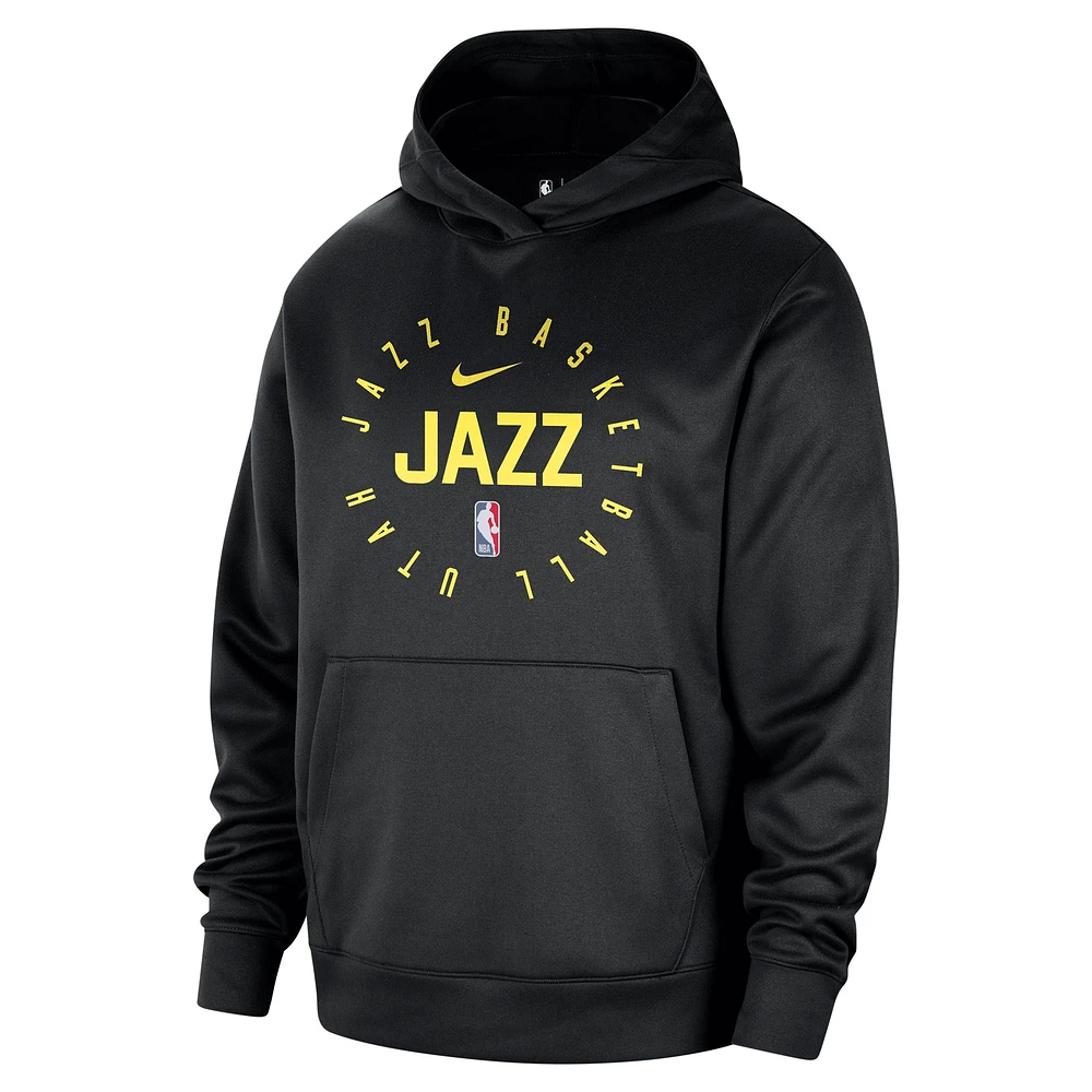 Sweat à capuche Nike Utah Jazz Spotlight 2024/25 pour homme, noir, entraînement sur le terrain