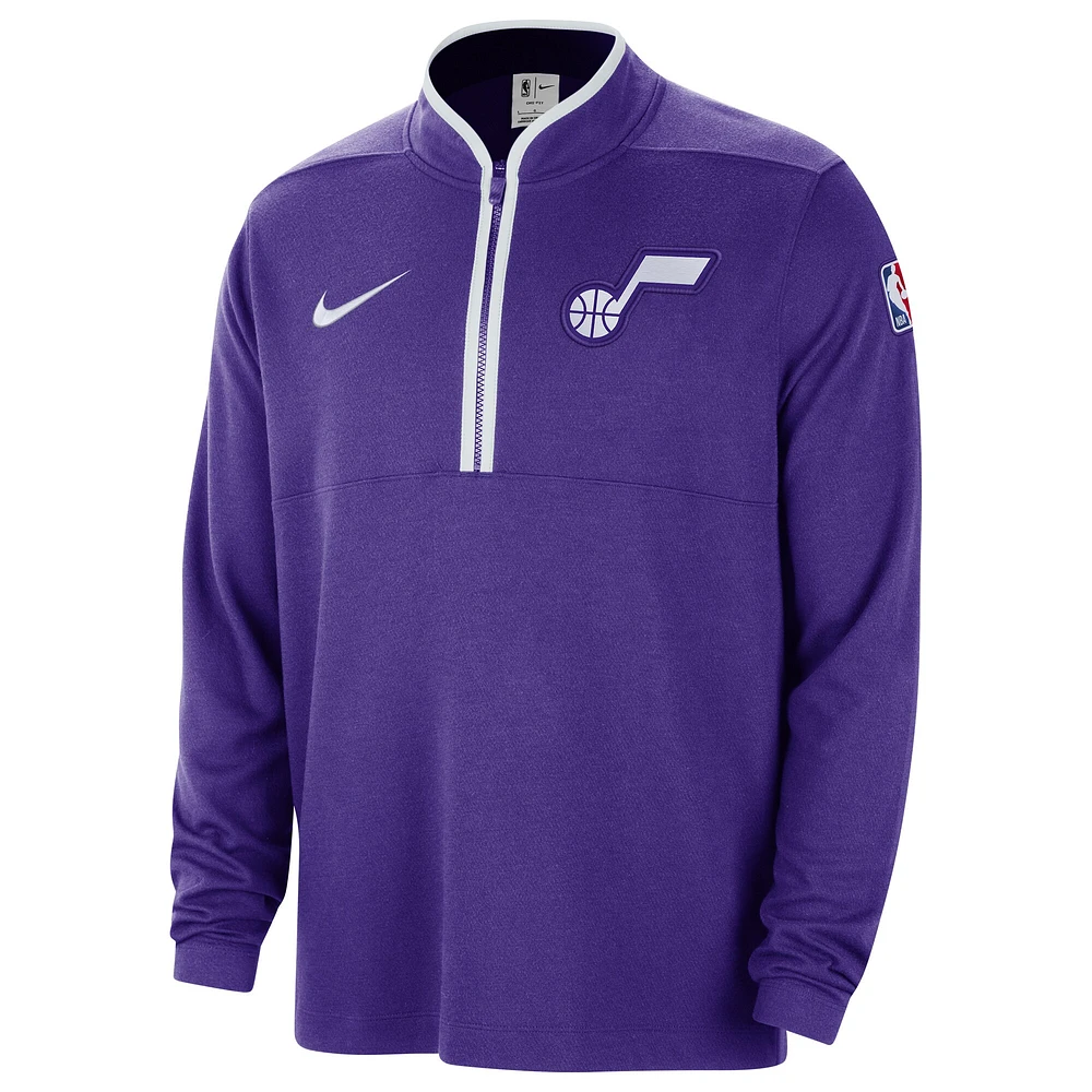 Haut à demi-zip Nike violet Utah Jazz 2023/24 City Edition Authentic Coaches pour homme