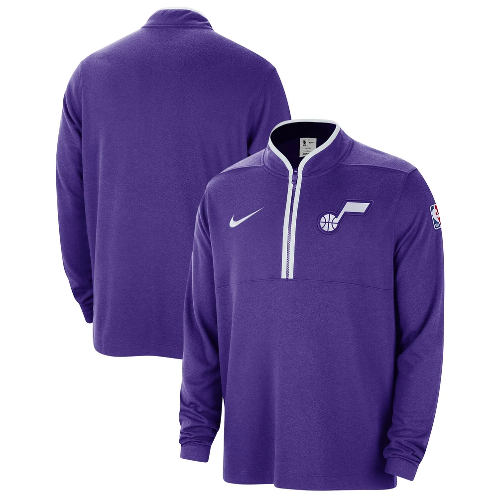 Haut à demi-zip Nike violet Utah Jazz 2023/24 City Edition Authentic Coaches pour homme