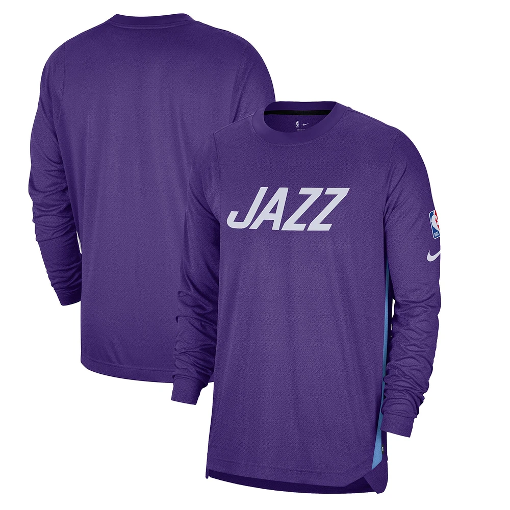 T-shirt de tir à manches longues Nike Purple Utah Jazz 2024/25 City Edition Authentic Pregame Performance pour homme