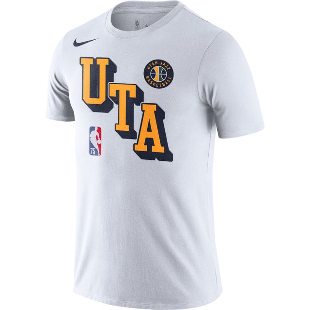 T-shirt Nike Utah Jazz Courtside Performance Block pour Homme, blanc