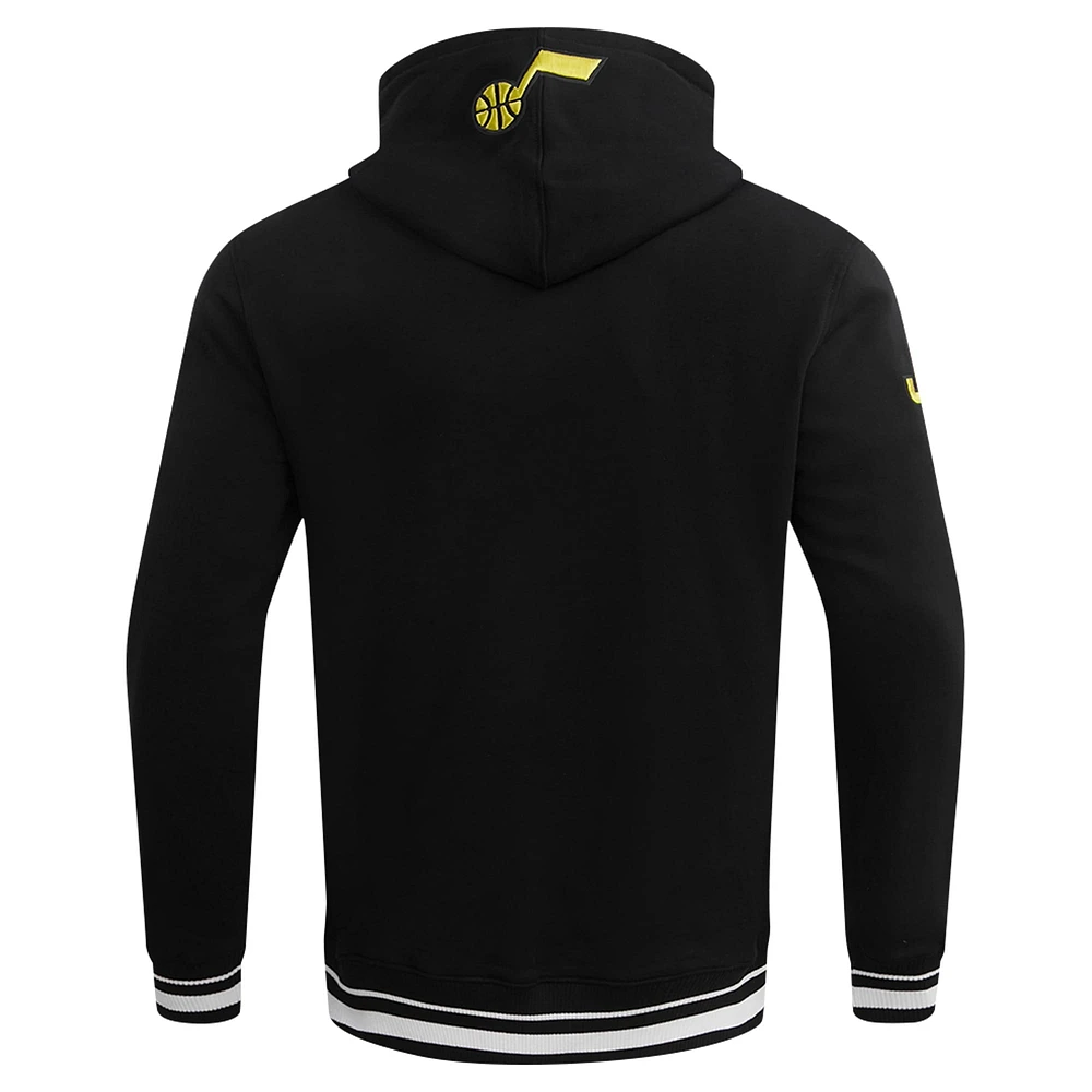 Sweat à capuche Pro Standard noir Utah Jazz Script Tail pour hommes