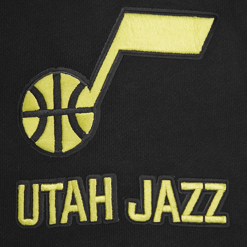 Sweat à capuche Pro Standard noir Utah Jazz Script Tail pour hommes