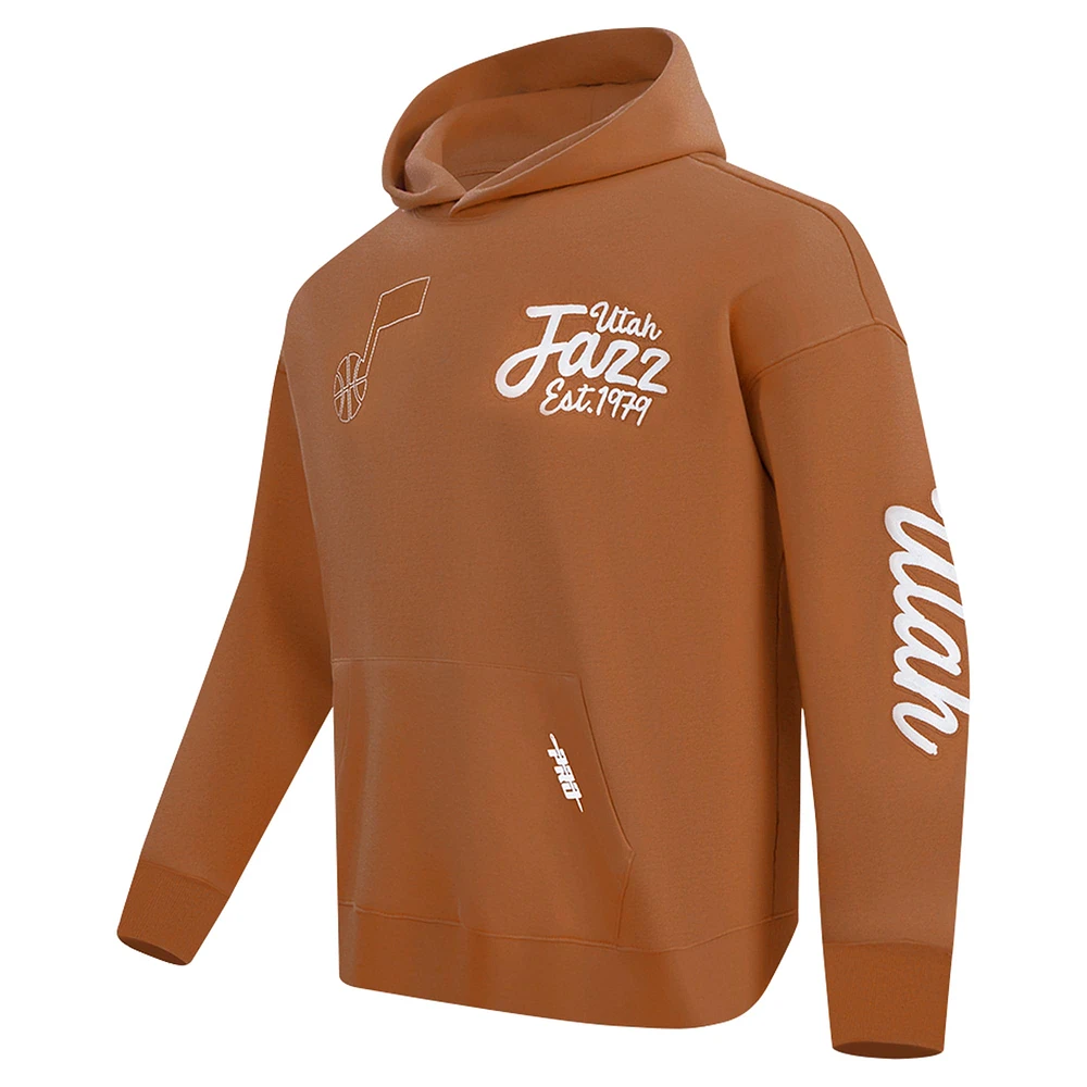 Men's Pro Standard Brown Utah Jazz Paint the City Drop Shoulder Pullover Hoodie