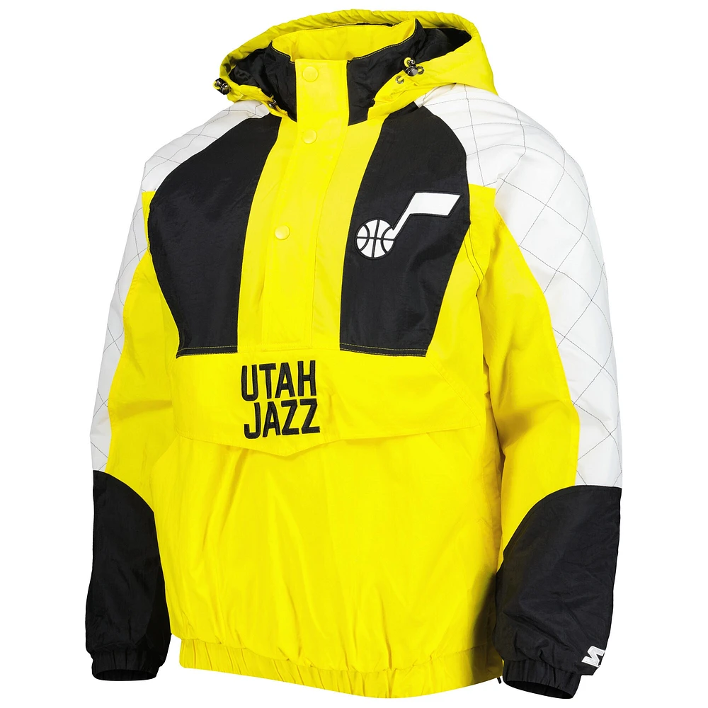 Starter Gold Utah Jazz Body Check Raglan Sweat à capuche demi-zip pour homme