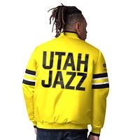 Veste en satin à boutons-pression Starter Gold Utah Jazz Scout Varsity pour homme