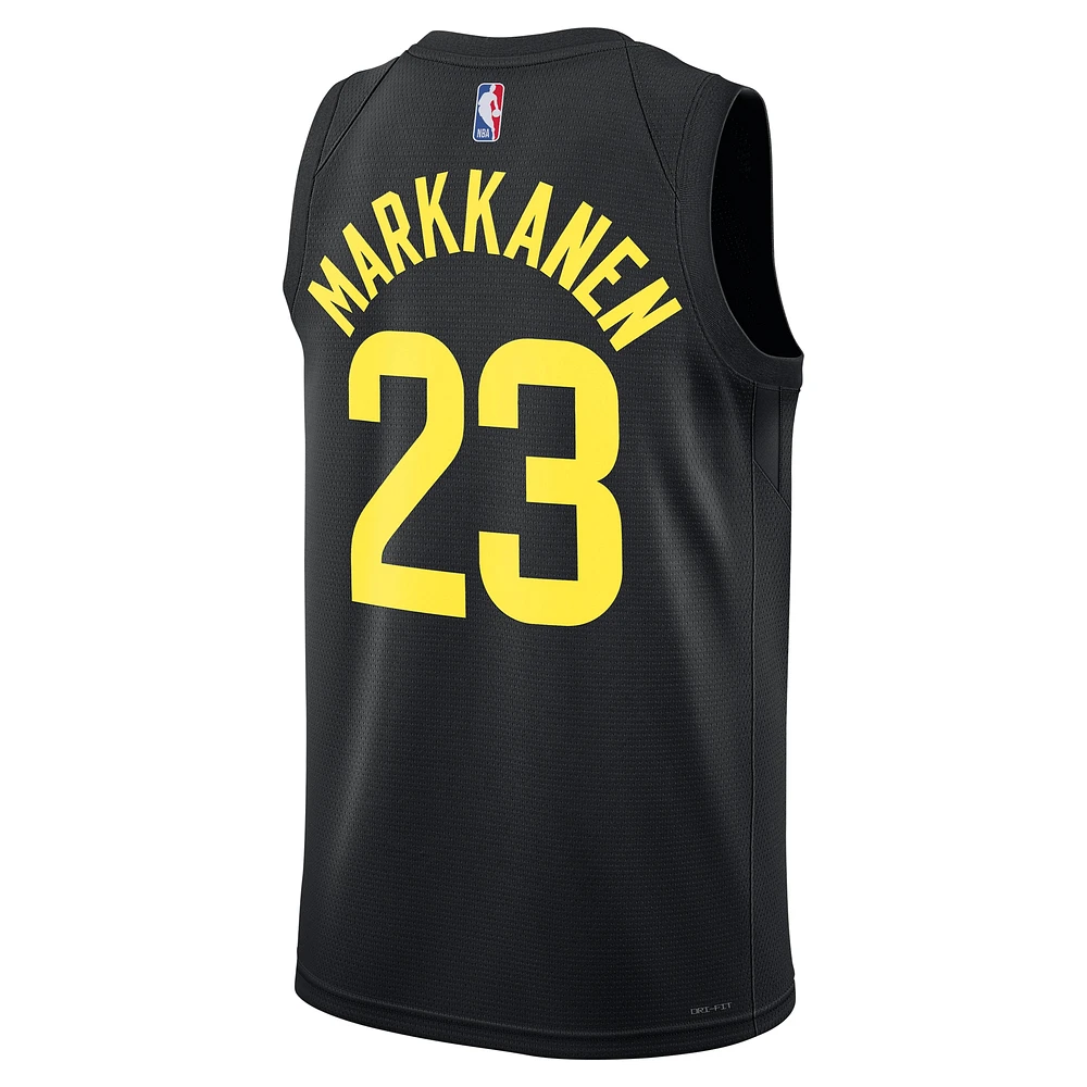 Maillot unisexe Jordan Brand Lauri Markkanen noir Utah Jazz Swingman Player - Édition Statement