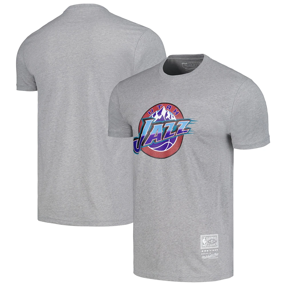 Unisex Mitchell & Ness  Gray Utah Jazz Hardwood Classics MVP Throwback Logo T-Shirt