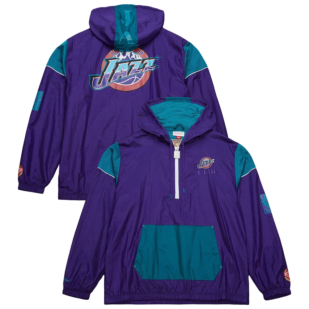 Veste coupe-vent unisexe Mitchell & Ness Purple Utah Jazz Hardwood Classics Team OG 3.0 Anorak à demi-zip