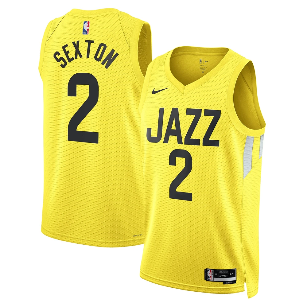 Maillot Nike Collin Sexton Gold Utah Jazz Swingman unisexe - Édition Icon