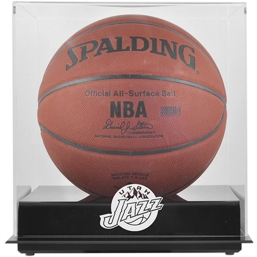 Utah Jazz Black Blackbase Hardwood Classics 2004 - 2016 Team Logo Basketball Display Case with Mirrored Back