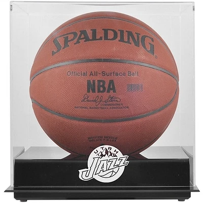 Utah Jazz Black Blackbase Hardwood Classics 2004 - 2016 Team Logo Basketball Display Case with Mirrored Back