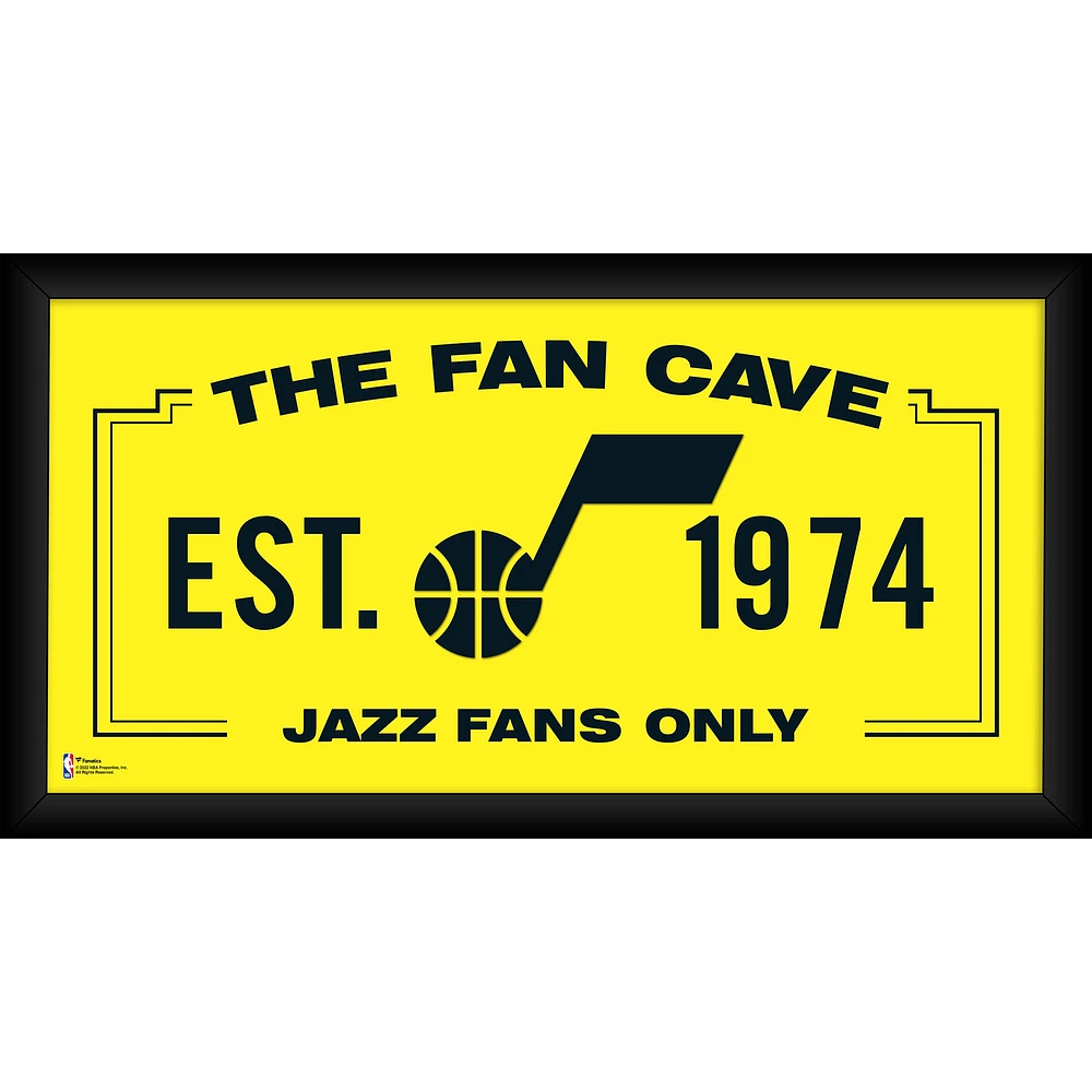 Utah Jazz Framed 10'' x 20'' Fan Cave Collage