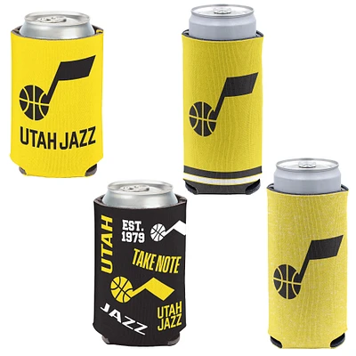 WinCraft Utah Jazz, paquet de 4, 12 oz. Ensemble refroidisseur de canettes et de canettes minces