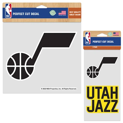 Lot de trois feuilles de décalcomanies à découpe parfaite WinCraft Utah Jazz