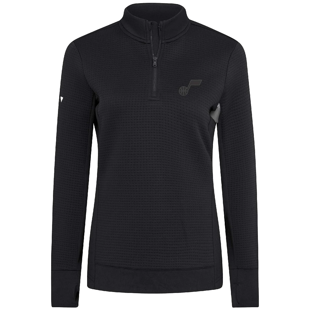 Women's Levelwear  Black Utah Jazz Cushion Quarter-Zip Pullover