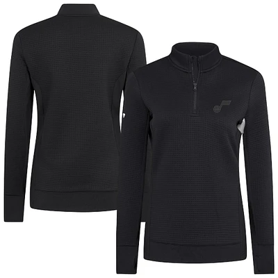Women's Levelwear  Black Utah Jazz Cushion Quarter-Zip Pullover