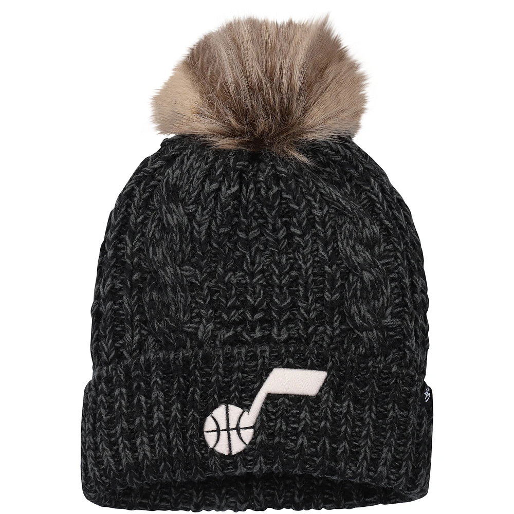 Women's '47 Black Utah Jazz Meeko Cuffed Knit Hat with Pom