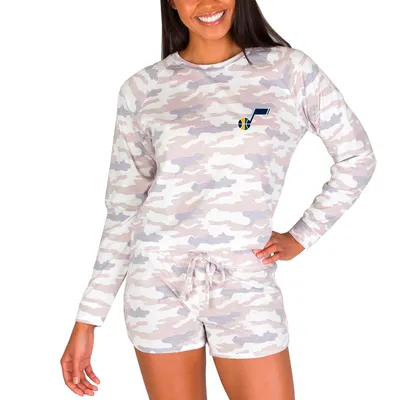 Utah Jazz Concepts Sport Women's Encounter Long Sleeve Top & Short Set - Camo