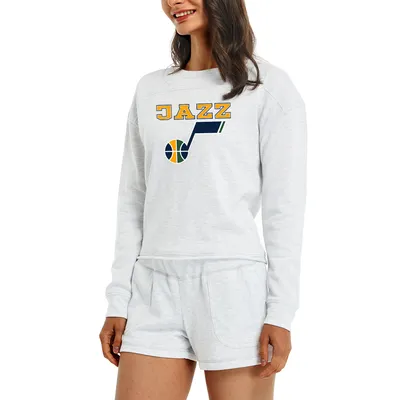 Utah Jazz Concepts Sport Women's Crossfield Long Sleeve Top & Shorts Sleep Set - Cream
