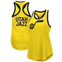 Women's G-III 4Her by Carl Banks Gold Utah Jazz Showdown Scoop-Neck Racerback Tank Top