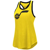 Women's G-III 4Her by Carl Banks Gold Utah Jazz Showdown Scoop-Neck Racerback Tank Top