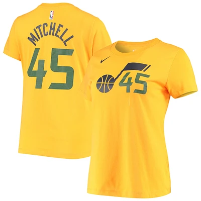 T-shirt avec nom et numéro Nike Donovan Mitchell Gold Utah Jazz 2019/20 City Edition pour femme