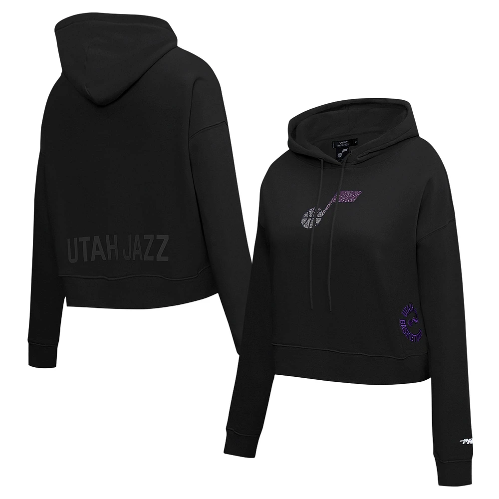 Women's Pro Standard Black Utah Jazz Jewels Cropped Pullover Hoodie