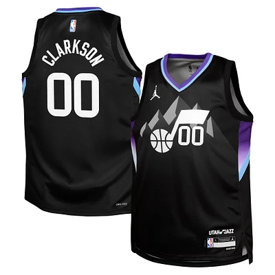 Maillot Swingman Jordan Clarkson noir pour jeunes de la marque Utah Jazz - Édition Statement