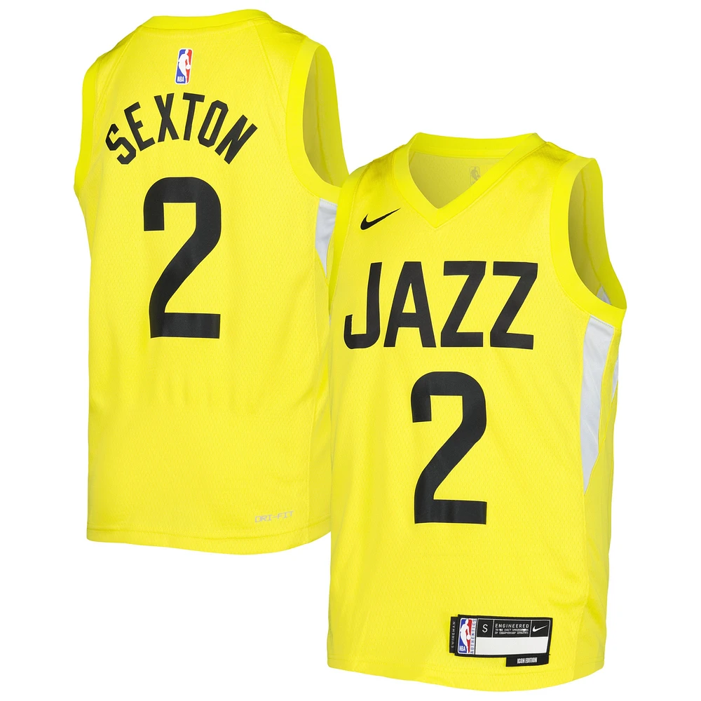 Maillot Nike Collin Sexton Swingman jaune Utah Jazz pour jeune - Édition Icon