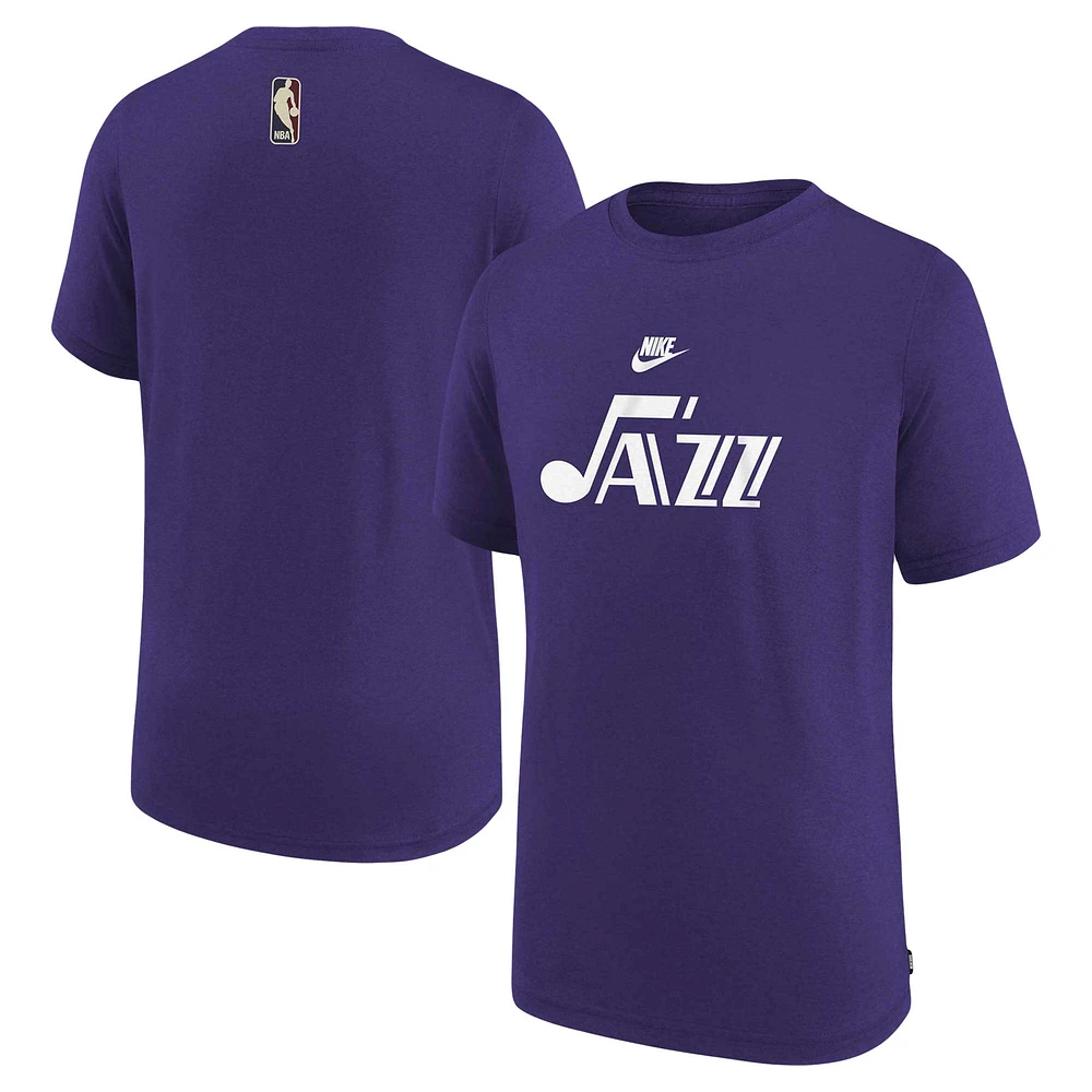 T-shirt de tir d'avant-match authentique Nike NBA violet Utah Jazz 2023/24 édition classique pour jeune