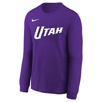 Youth Nike  Purple Utah Jazz 2024/25 City Edition Wordmark Performance Long Sleeve T-Shirt