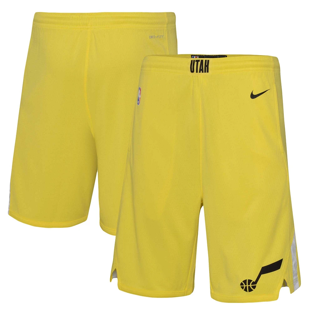 Short Nike Utah Jazz Swingman Performance jaune pour jeune – Icon Edition