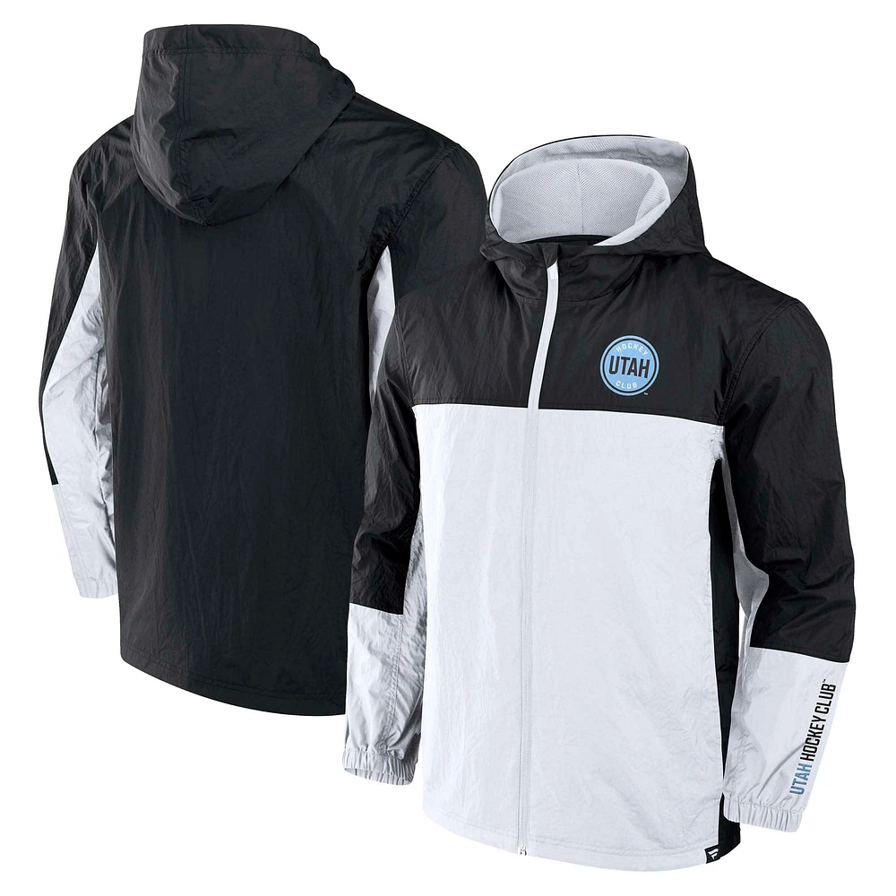 Veste à capuche entièrement zippée pour homme Fanatics Black Utah Hockey Club Crash the Net