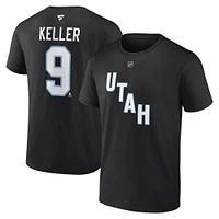 Men's Fanatics Clayton Keller Black Utah Hockey Club Authentic Stack Name & Number T-Shirt