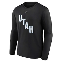Men's Fanatics Clayton Keller Black Utah Hockey Club Authentic Stack Name & Number Long Sleeve T-Shirt