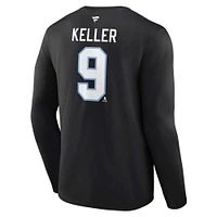 Men's Fanatics Clayton Keller Black Utah Hockey Club Authentic Stack Name & Number Long Sleeve T-Shirt