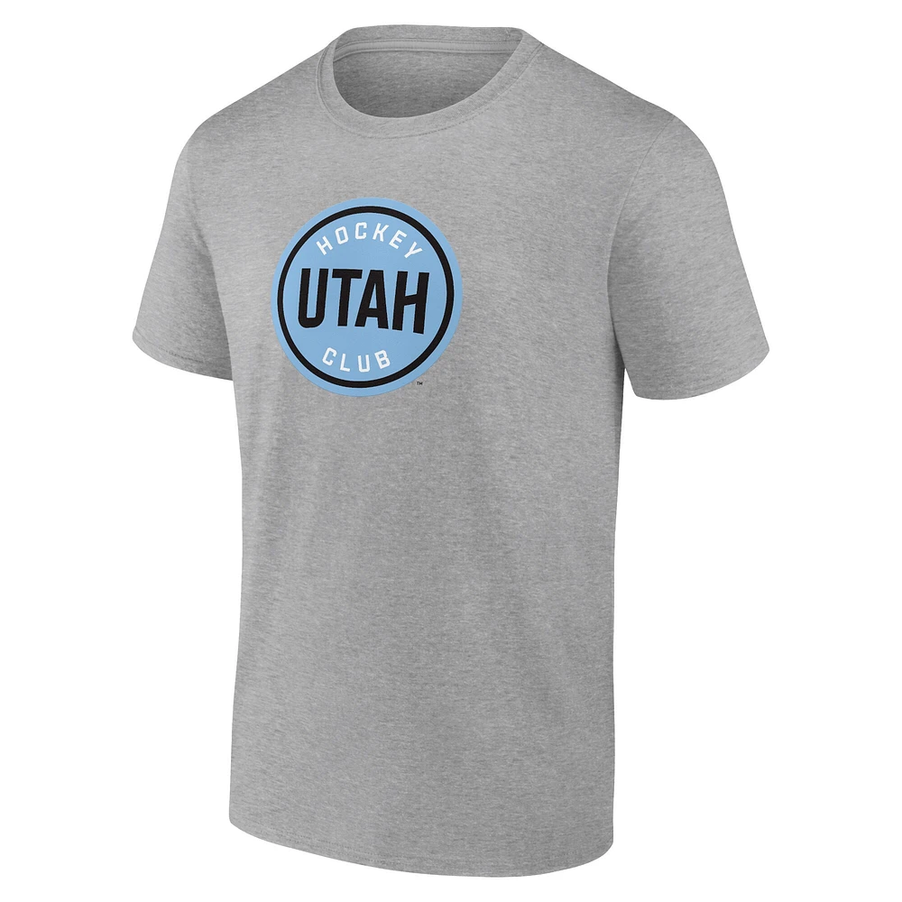 T-shirt pour homme Fanatics Heather Grey avec logo du Utah Hockey Club