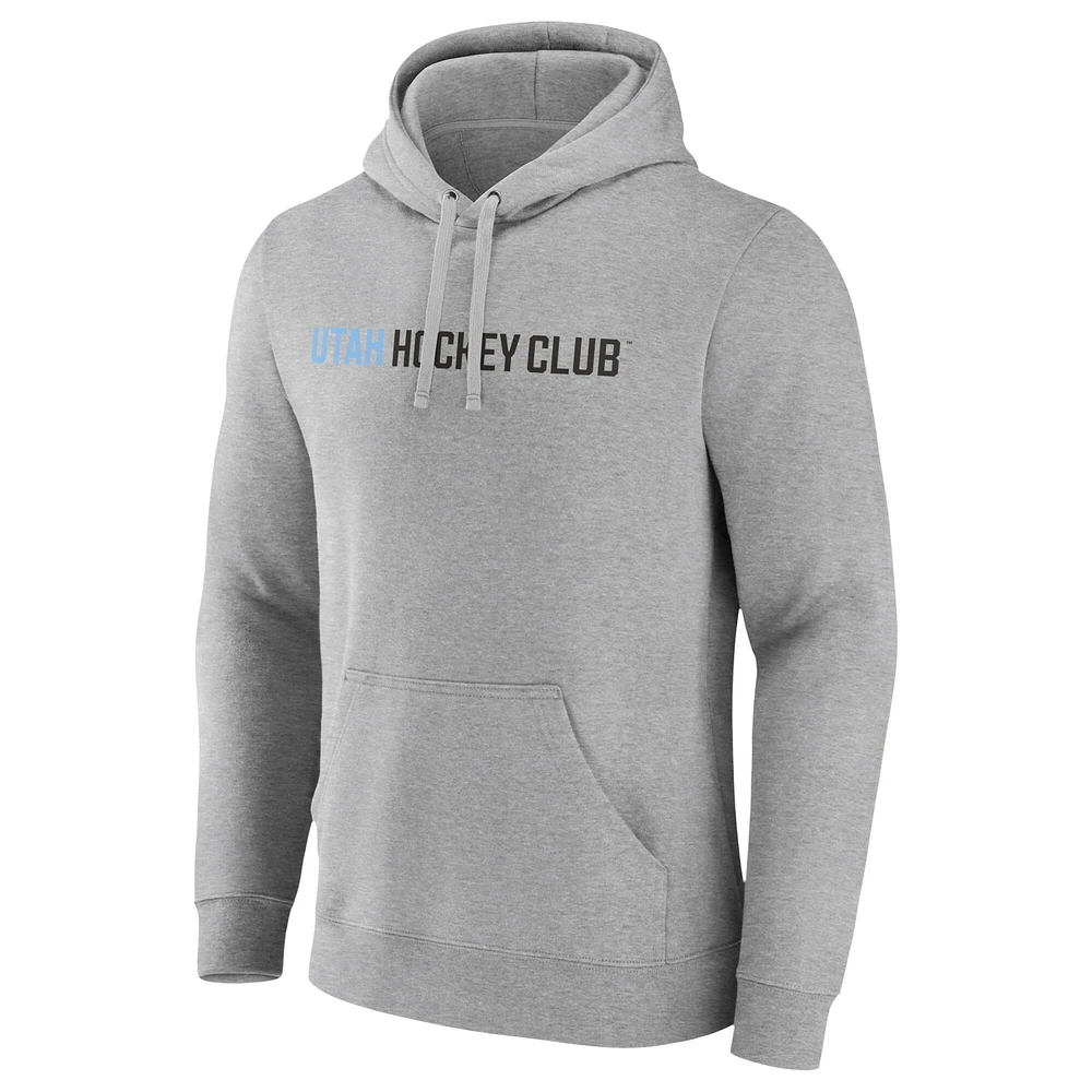 Sweat à capuche en polaire avec logo du club de hockey l'Utah Heather Grey pour hommes Fanatics