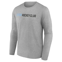 Men's Fanatics Heather Gray Utah Hockey Club Wordmark Logo Long Sleeve T-Shirt