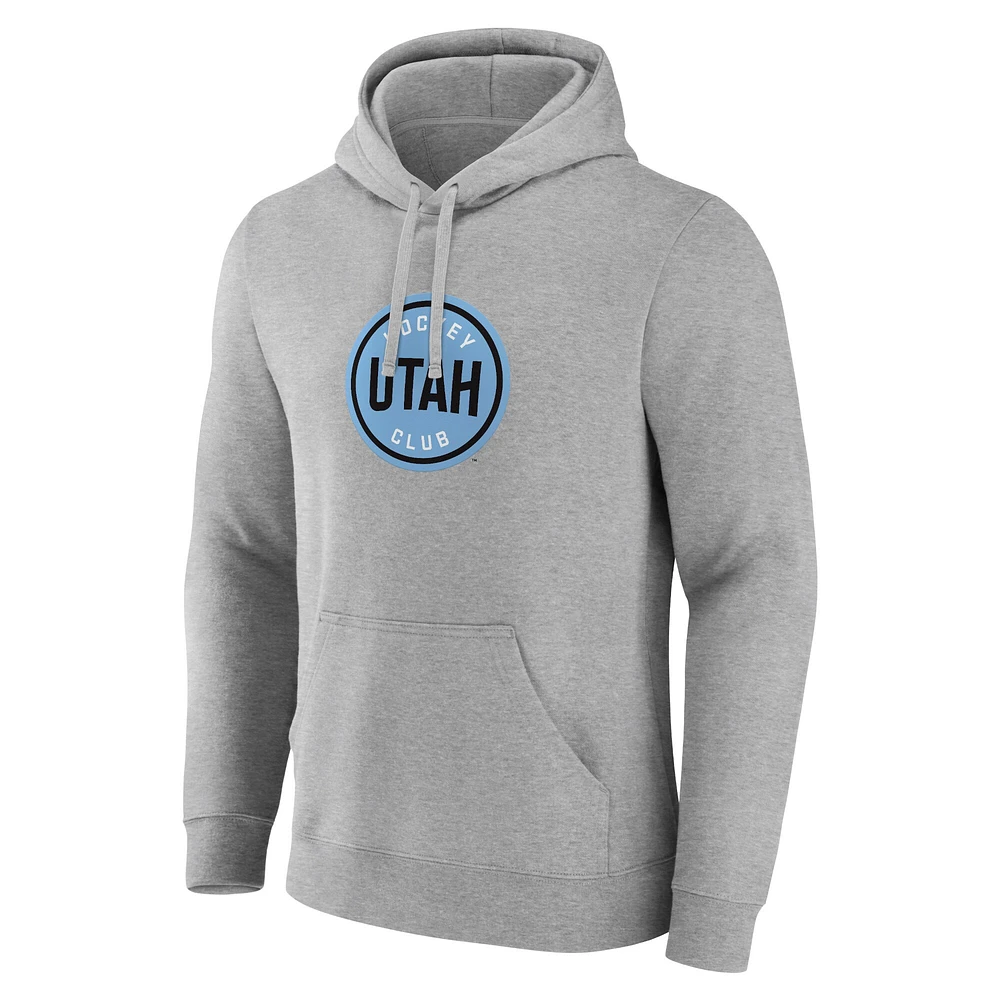 Men's Fanatics Steel Heather Utah Hockey Club Draft Logo Pullover Hoodie