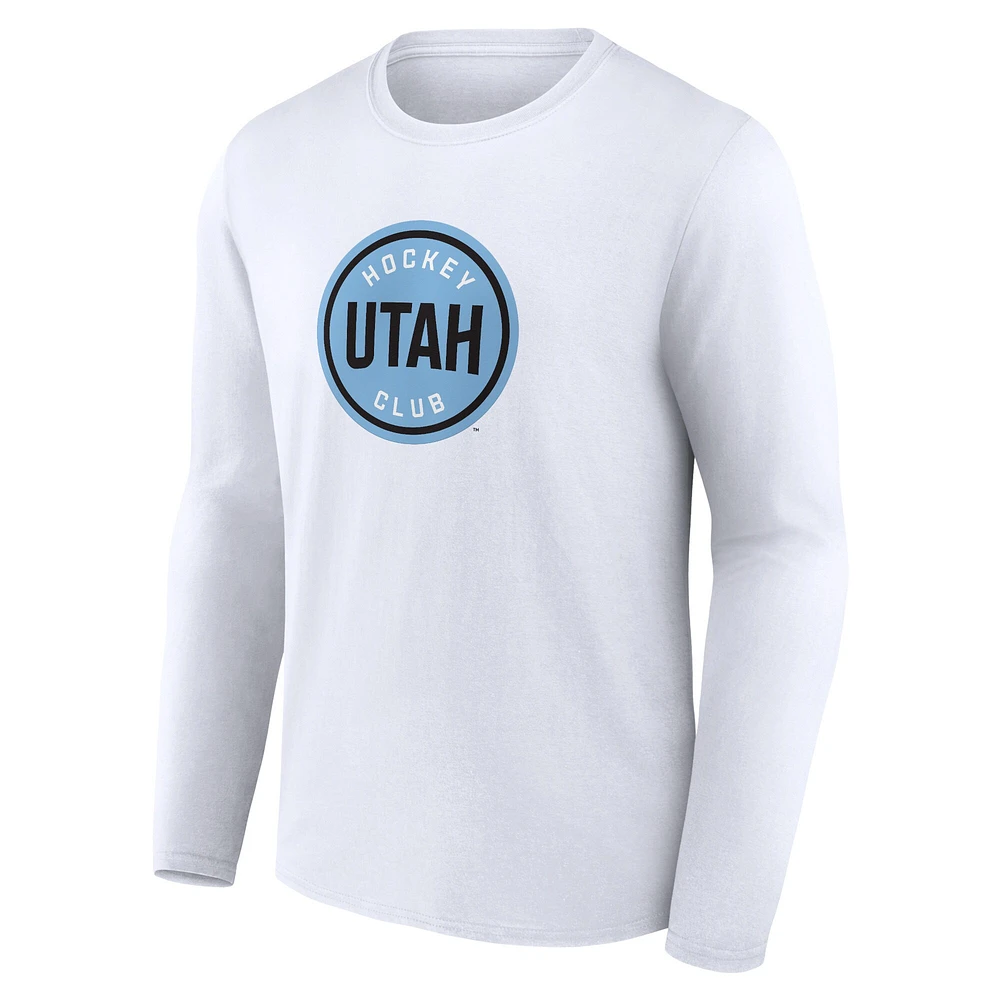 Men's Fanatics White Utah Hockey Club Draft Logo Long Sleeve T-Shirt
