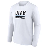 Men's Fanatics White Utah Hockey Club Secondary Logo Long Sleeve T-Shirt