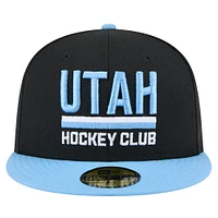 Casquette ajustée 59FIFTY Lockup 1st Season Utah Hockey Club New Era noire/bleu clair pour homme