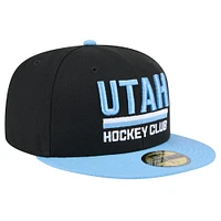 Casquette ajustée 59FIFTY Lockup 1st Season Utah Hockey Club New Era noire/bleu clair pour homme