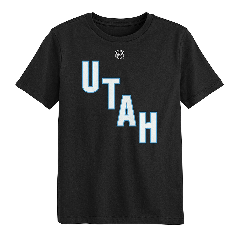 Preschool Clayton Keller Black Utah Hockey Club Authentic Stack Name & Number T-Shirt