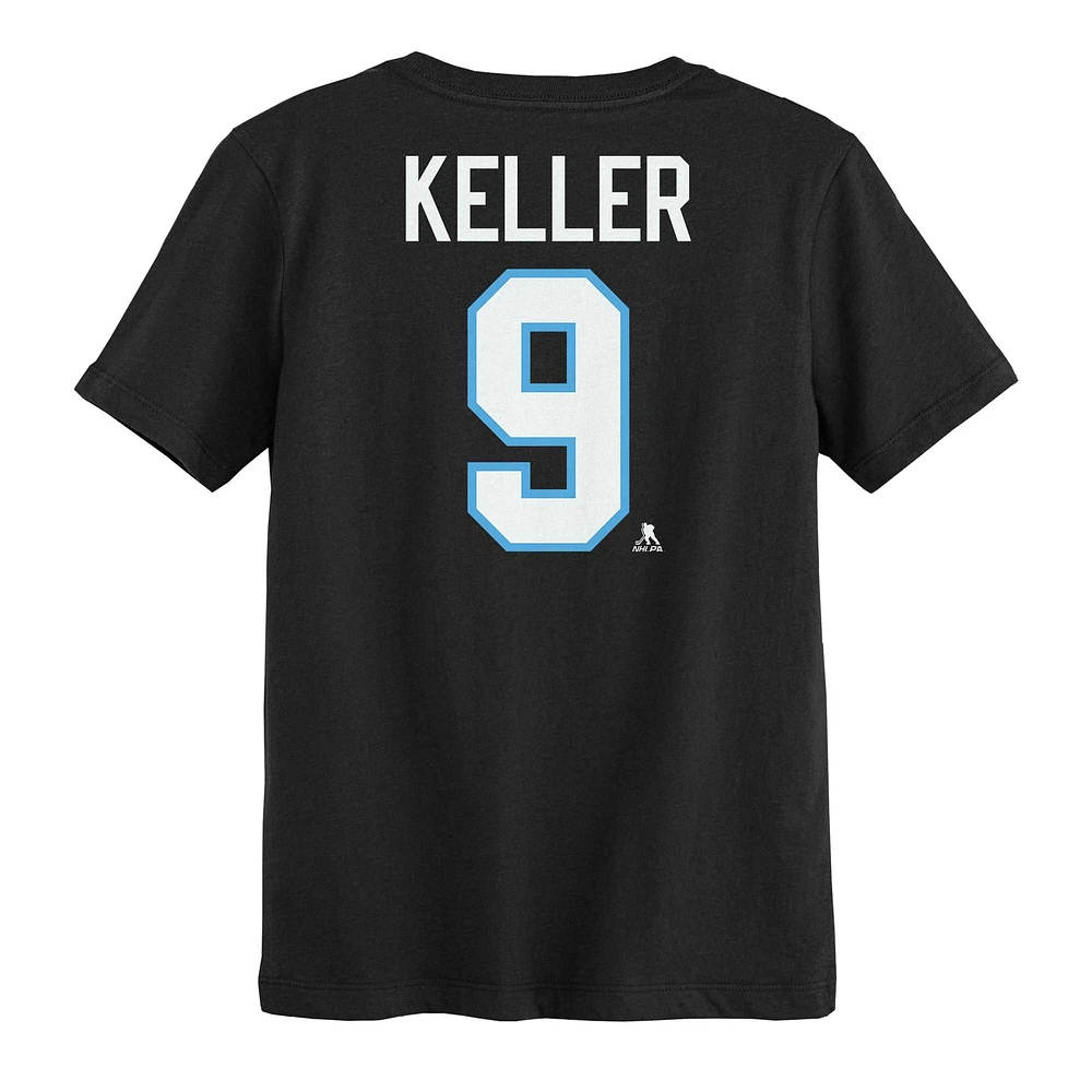 Preschool Clayton Keller Black Utah Hockey Club Authentic Stack Name & Number T-Shirt
