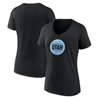 T-shirt à col en V avec logo du Utah Hockey Club pour femmes Fanatics Black
