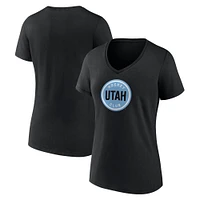 T-shirt à col en V avec logo du Utah Hockey Club pour femmes Fanatics Black