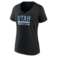Women's Fanatics Black Utah Hockey Club Secondary Logo V-Neck T-Shirt